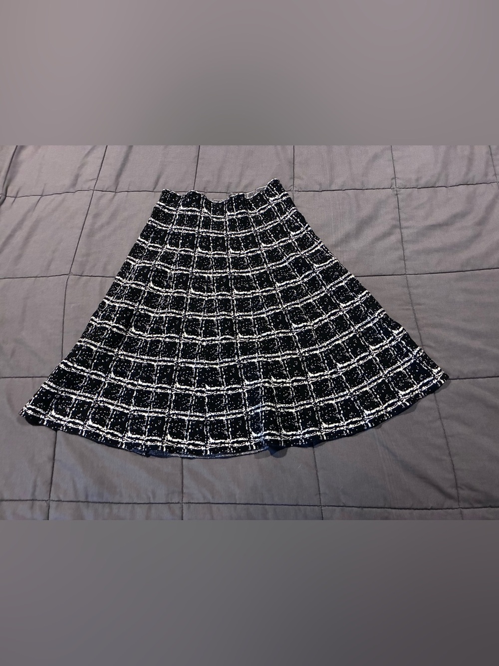 Max Studio White Plaid A-Line Skirt
